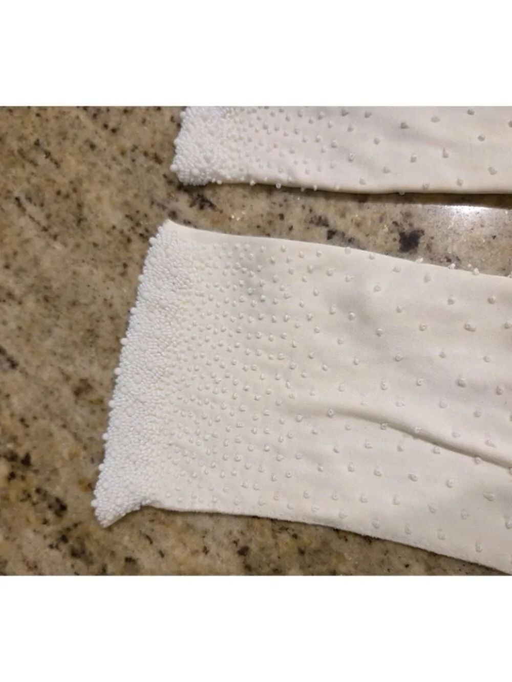 Vintage Womens Size L Off-White Cotton Stretch Formal Gloves Beaded Scallop...